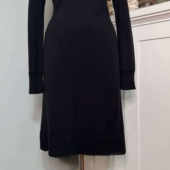 Ralph Lauren Rack Stitch Mockneck Sweater Dress Black Cotton Size Medium - Picture 4 of 12